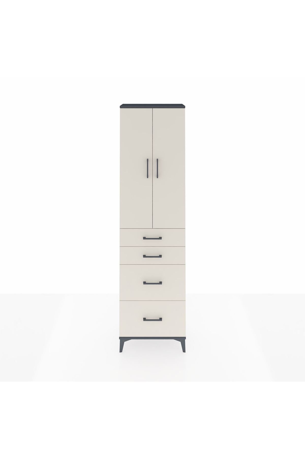 Arges Dolap 2 Raflı 4 Çekmeceli Tek Askılı 60x30x221 - S29M136V4A