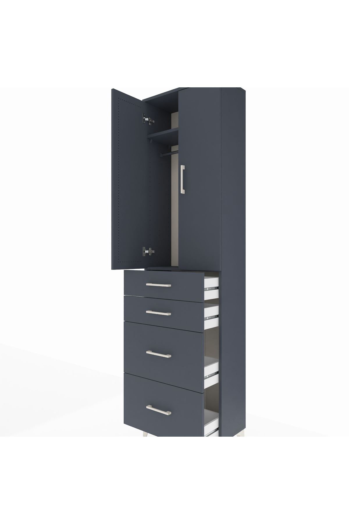 Arges Dolap 2 Raflı 4 Çekmeceli Tek Askılı 60x30x221 - S29M136V5A