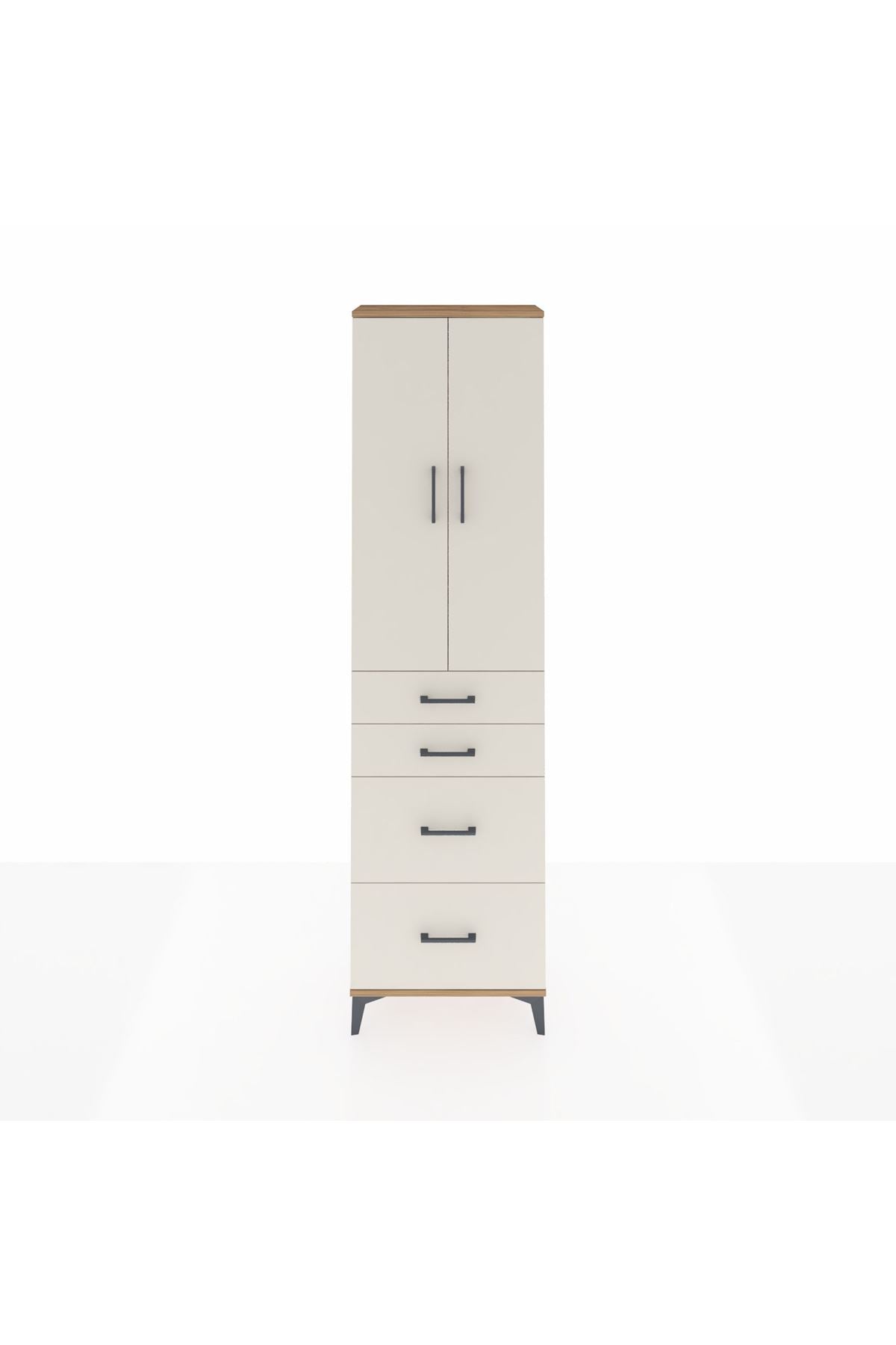 Arges Dolap 2 Raflı 4 Çekmeceli Tek Askılı 60x30x221 - S29M136V7A
