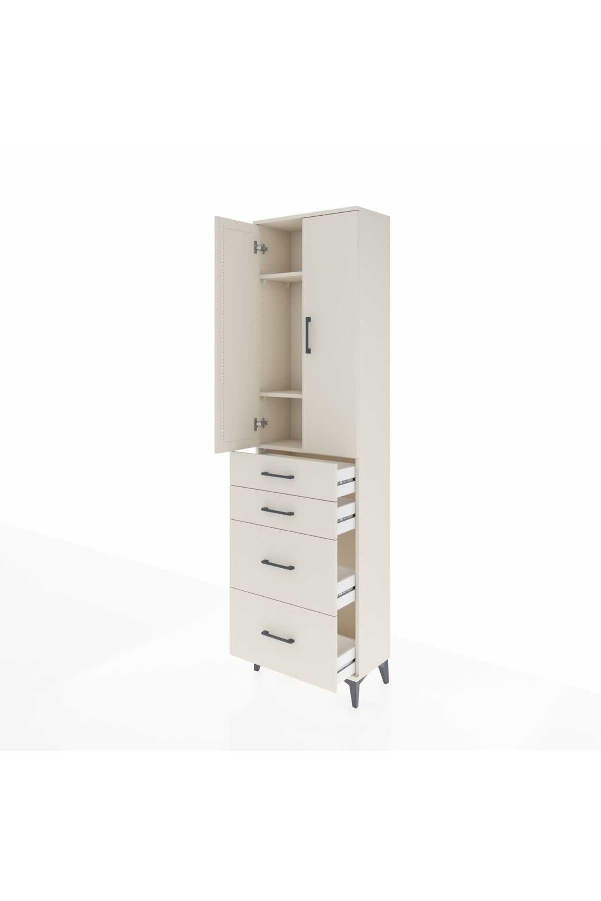 Arges Dolap 3 Raflı 4 Çekmeceli 2 Kapaklı 60x30x221 - S29M137V1A