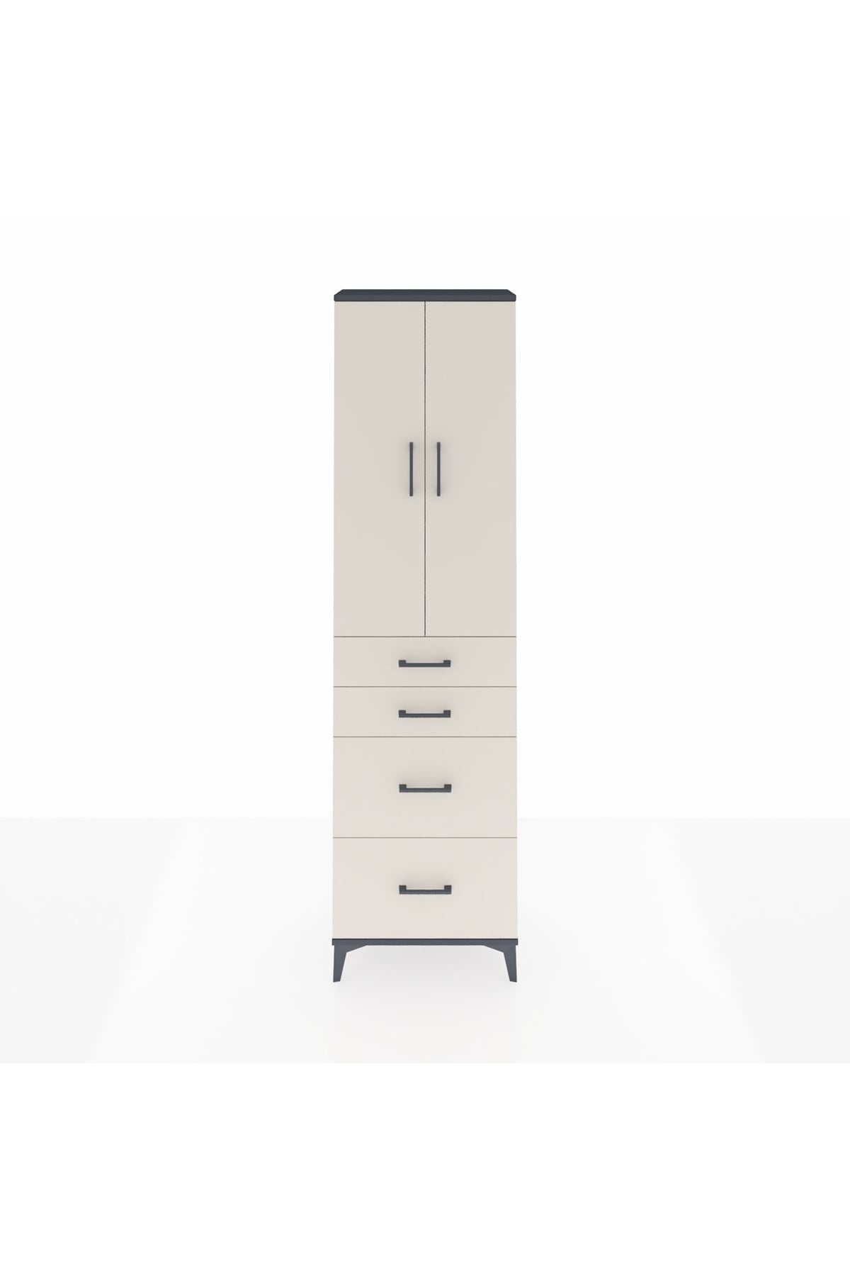 Arges Dolap 3 Raflı 4 Çekmeceli 2 Kapaklı 60x30x221 - S29M137V4A