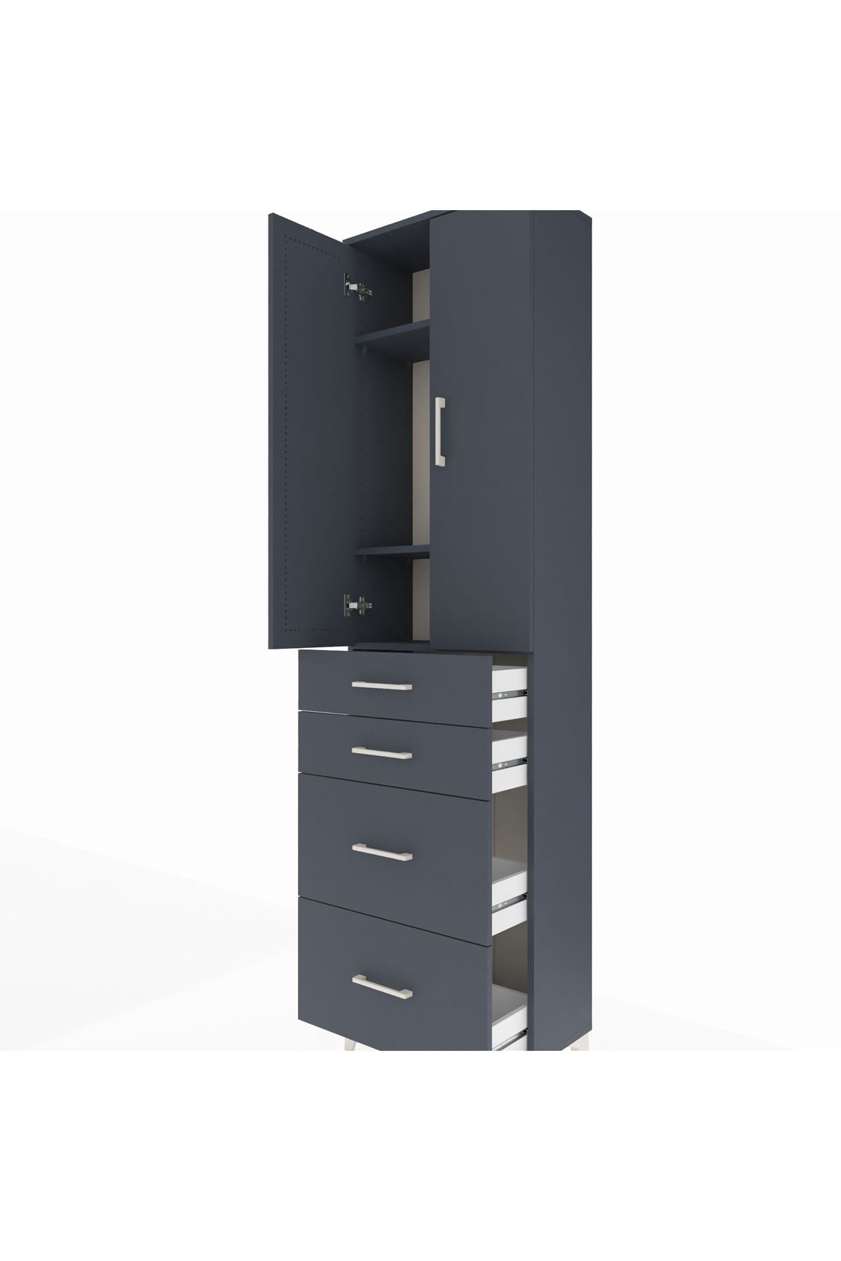 Arges Dolap 3 Raflı 4 Çekmeceli 2 Kapaklı 60x30x221 - S29M137V5A