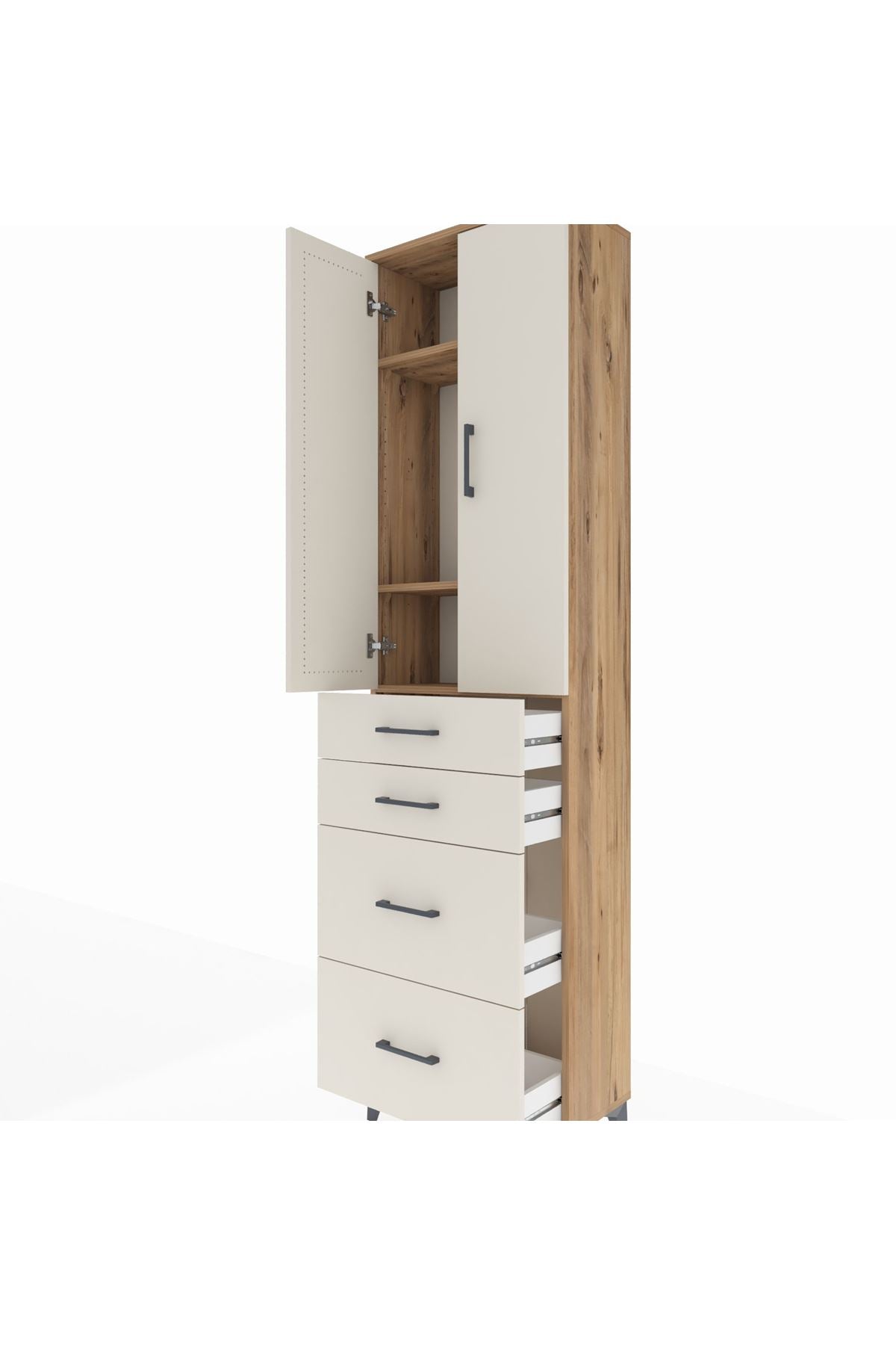 Arges Dolap 3 Raflı 4 Çekmeceli 2 Kapaklı 60x30x221 - S29M137V7A