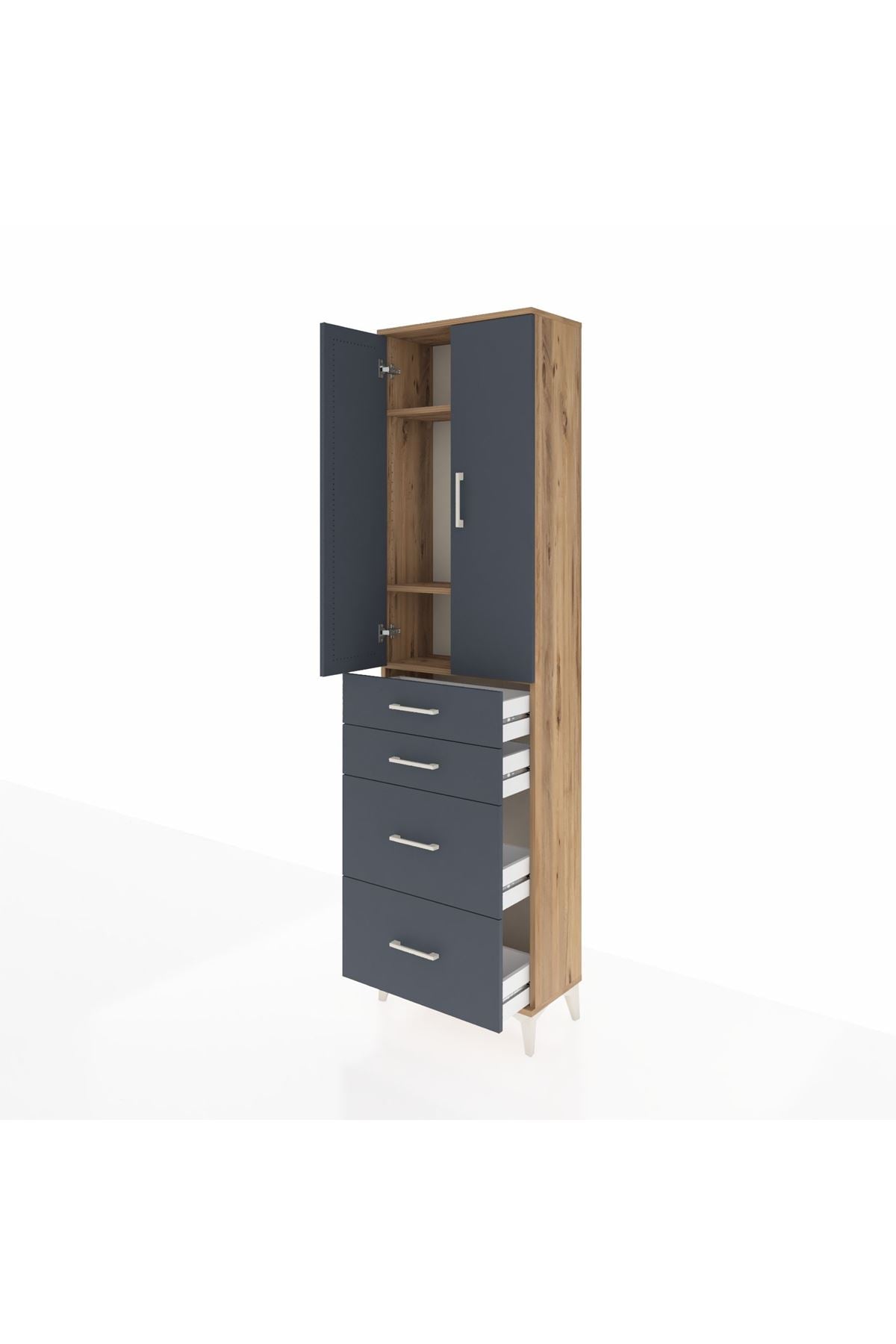 Arges Dolap 3 Raflı 4 Çekmeceli 2 Kapaklı 60x30x221 - S29M137V8A