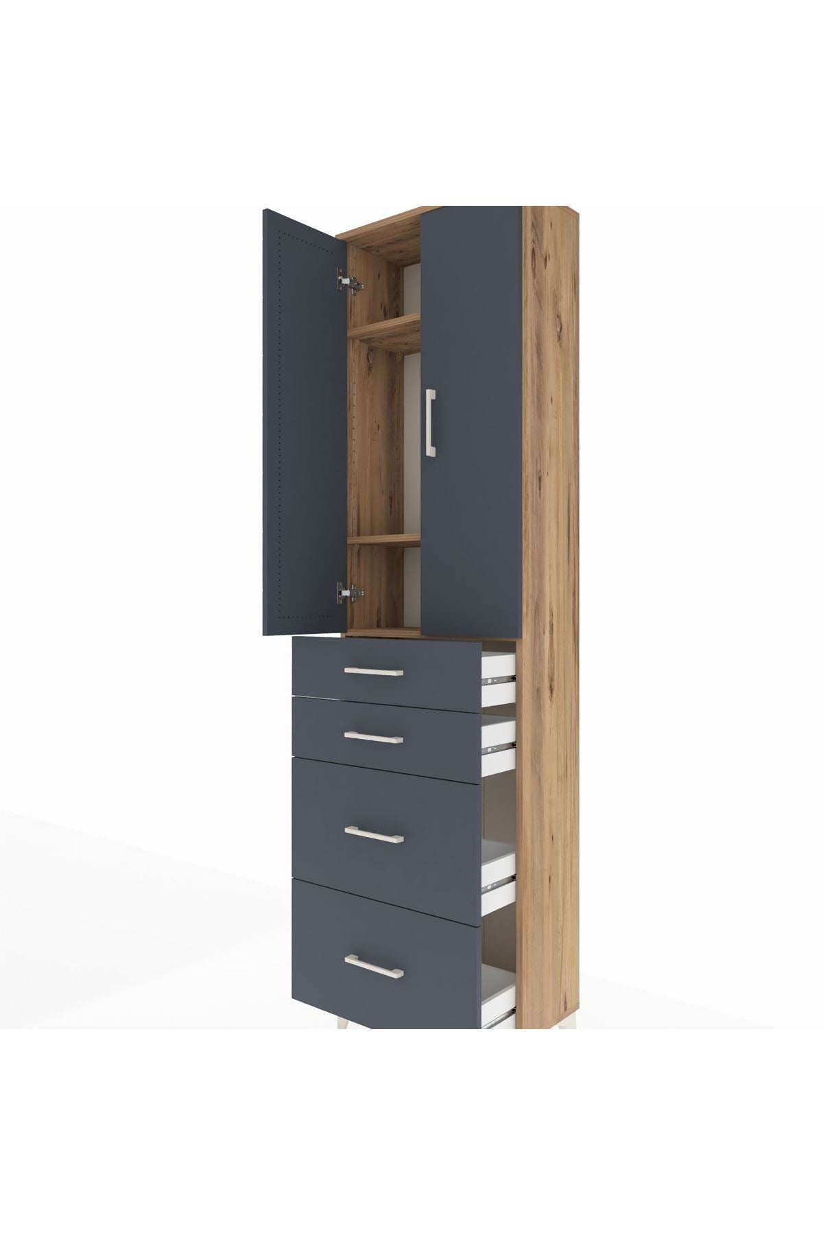Arges Dolap 3 Raflı 4 Çekmeceli 2 Kapaklı 60x30x221 - S29M137V8A