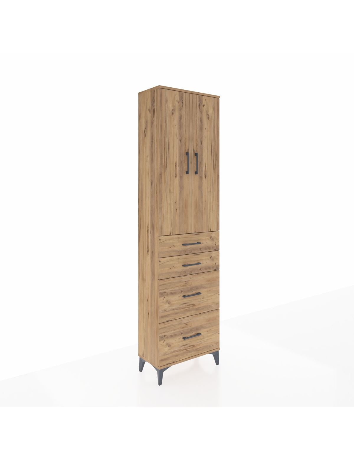 Arges Dolap 3 Raflı 4 Çekmeceli 2 Kapaklı 60x30x221 - S29M137V9A