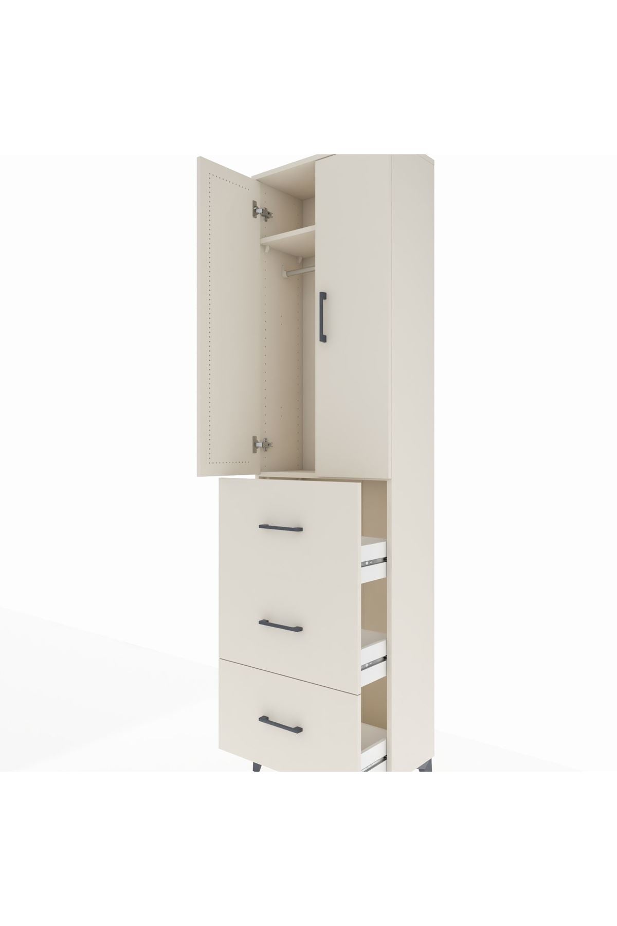 Arges Dolap 2 Raflı 3 Çekmeceli Tek Askılı 60x30x221 - S29M139V1A