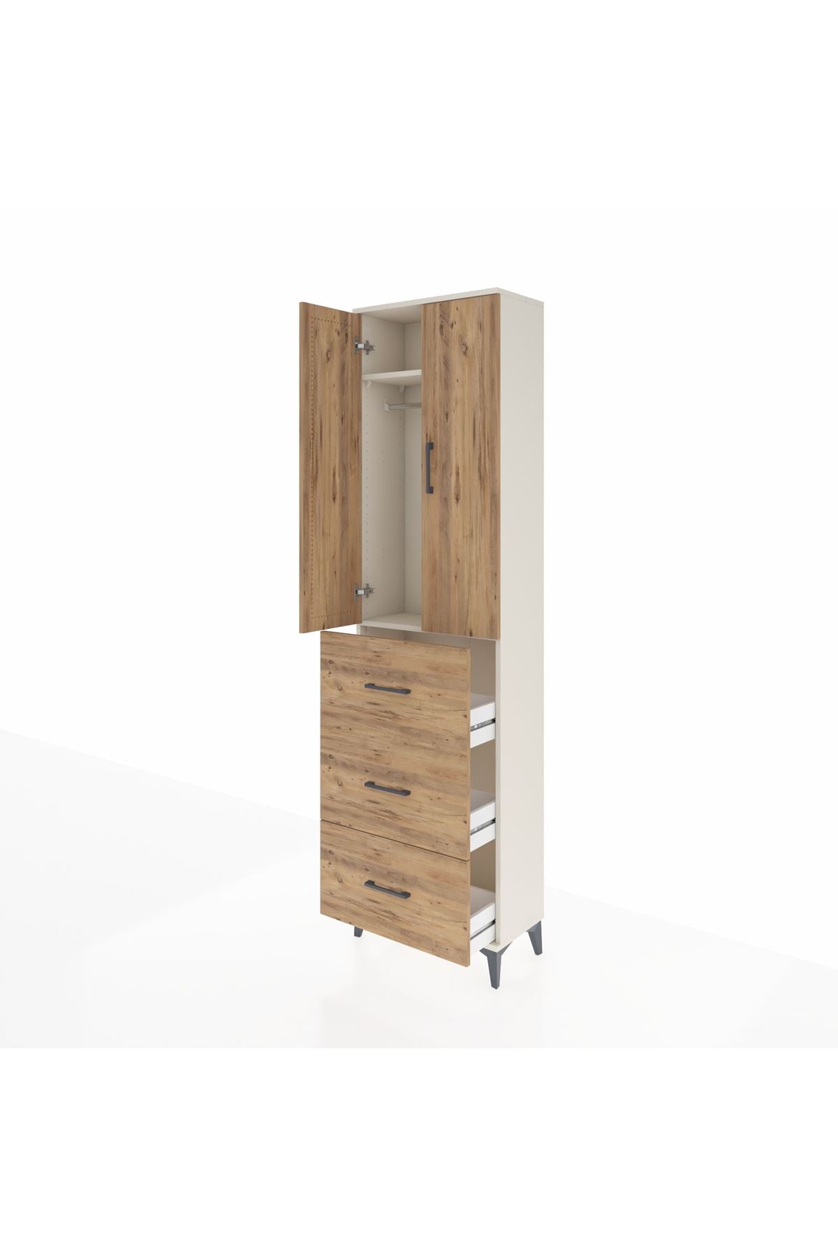 Arges Dolap 2 Raflı 3 Çekmeceli Tek Askılı 60x30x221 - S29M139V3A