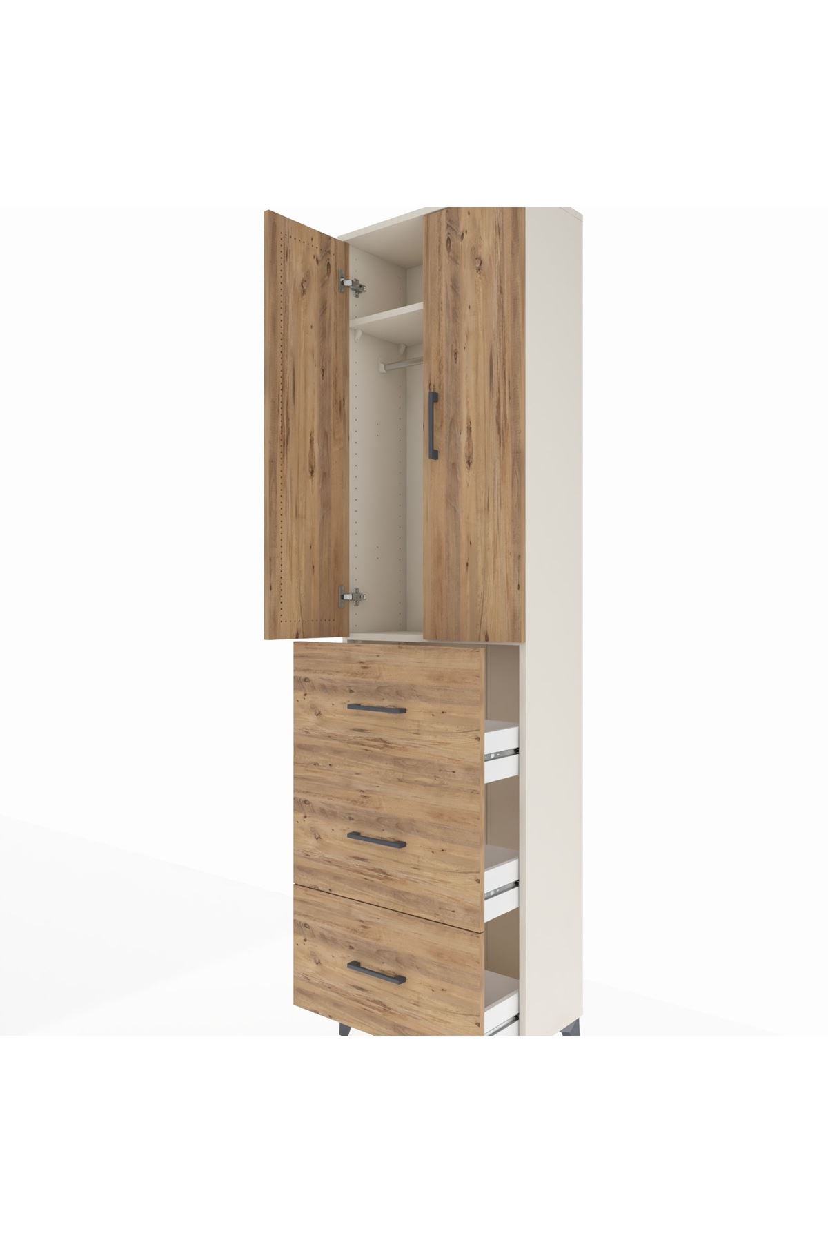 Arges Dolap 2 Raflı 3 Çekmeceli Tek Askılı 60x30x221 - S29M139V3A