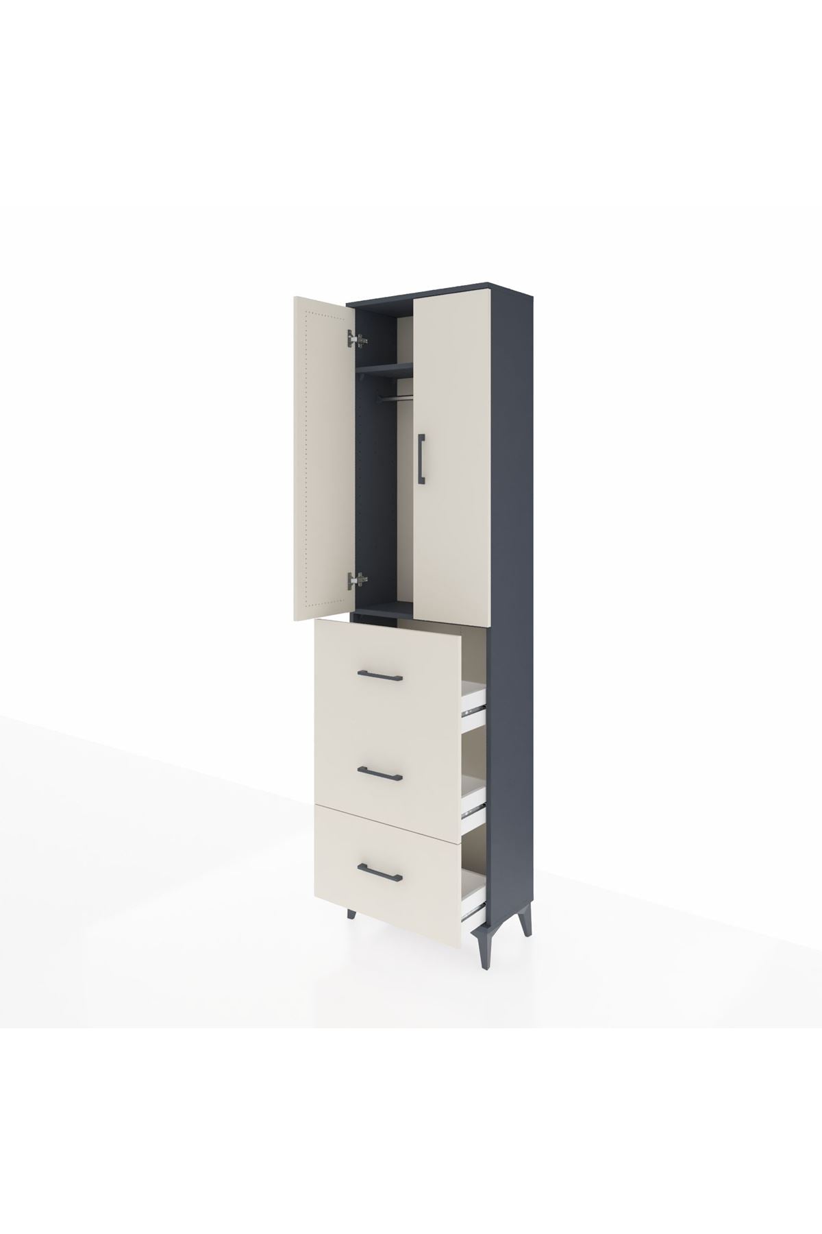 Arges Dolap 2 Raflı 3 Çekmeceli Tek Askılı 60x30x221 - S29M139V4A
