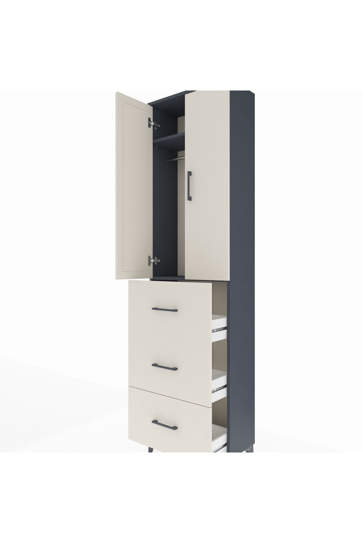 Arges Dolap 2 Raflı 3 Çekmeceli Tek Askılı 60x30x221 - S29M139V4A