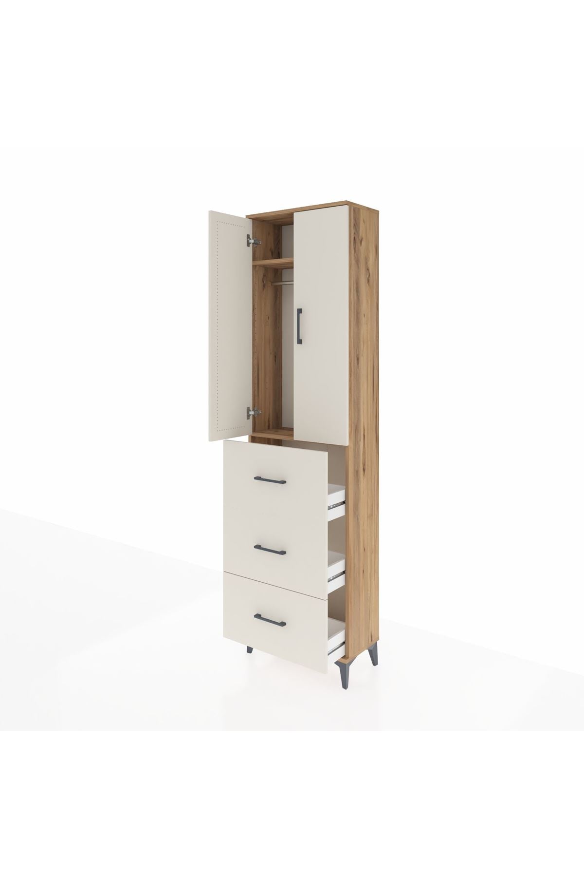 Arges Dolap 2 Raflı 3 Çekmeceli Tek Askılı 60x30x221 - S29M139V7A