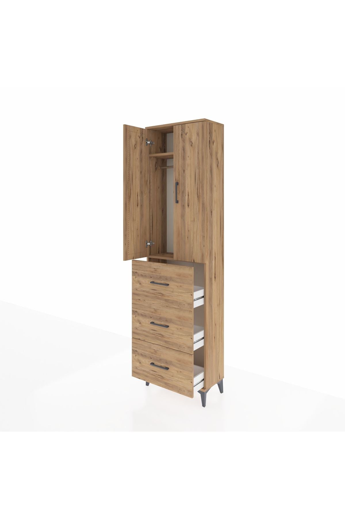 Arges Dolap 2 Raflı 3 Çekmeceli Tek Askılı 60x30x221 - S29M139V9A