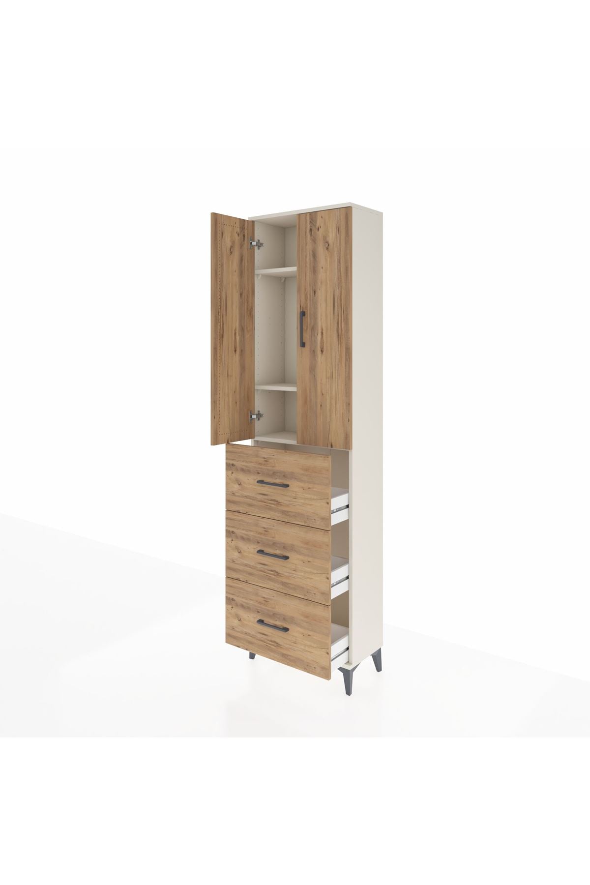 Arges Dolap 3 Raflı 3 Çekmeceli 2 Kapaklı 60x30x221 - S29M140V3A