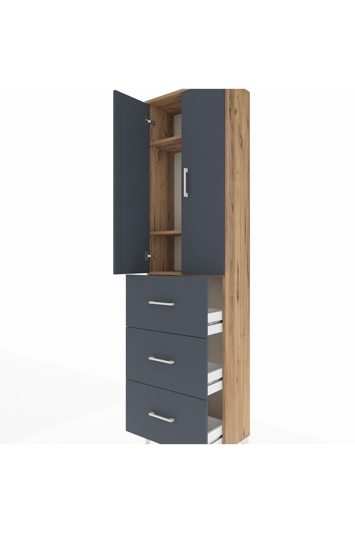 Arges Dolap 3 Raflı 3 Çekmeceli 2 Kapaklı 60x30x221 - S29M140V8A