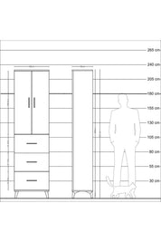 Arges Dolap 3 Raflı 3 Çekmeceli 2 Kapaklı 60x30x221 - S29M140V8A