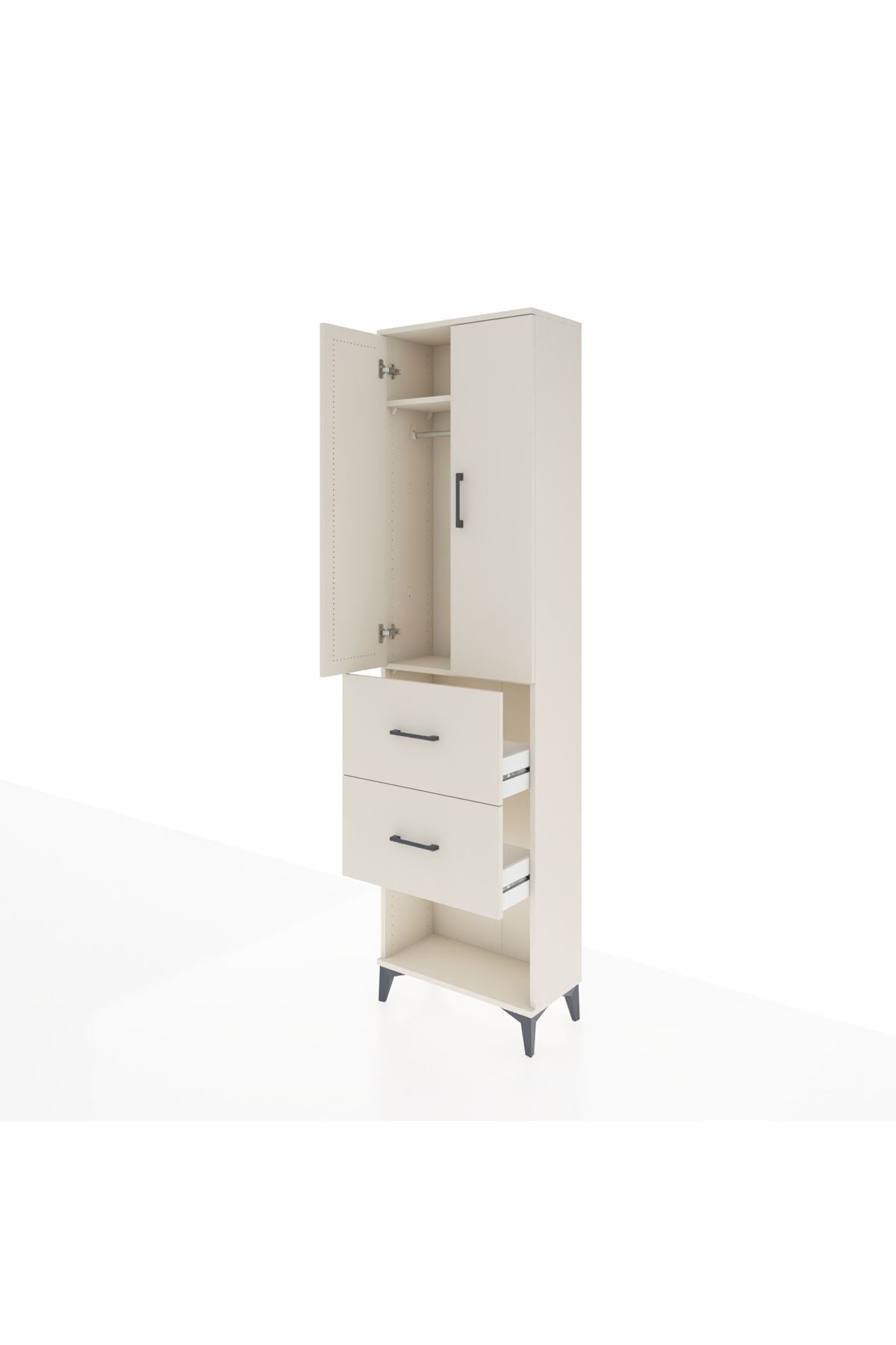 Arges Dolap 2 Raflı 2 Çekmeceli Tek Askılı 60x30x221 - S29M142V1A