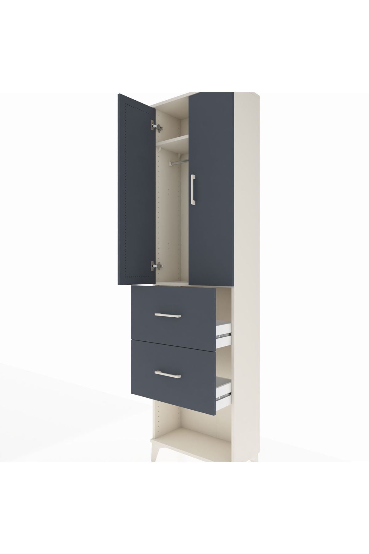 Arges Dolap 2 Raflı 2 Çekmeceli Tek Askılı 60x30x221 - S29M142V2A