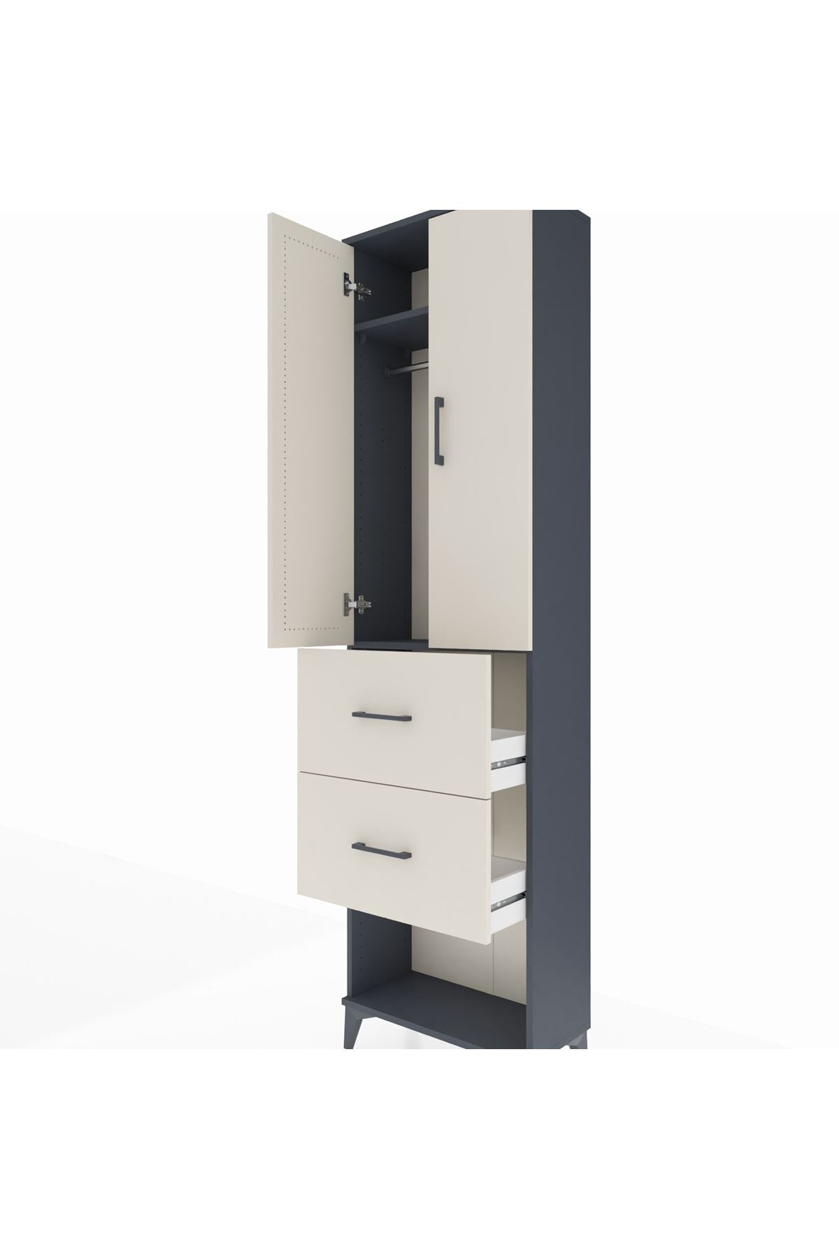 Arges Dolap 2 Raflı 2 Çekmeceli Tek Askılı 60x30x221 - S29M142V4A