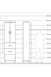Arges Dolap 2 Raflı 2 Çekmeceli Tek Askılı 60x30x221 - S29M142V4A