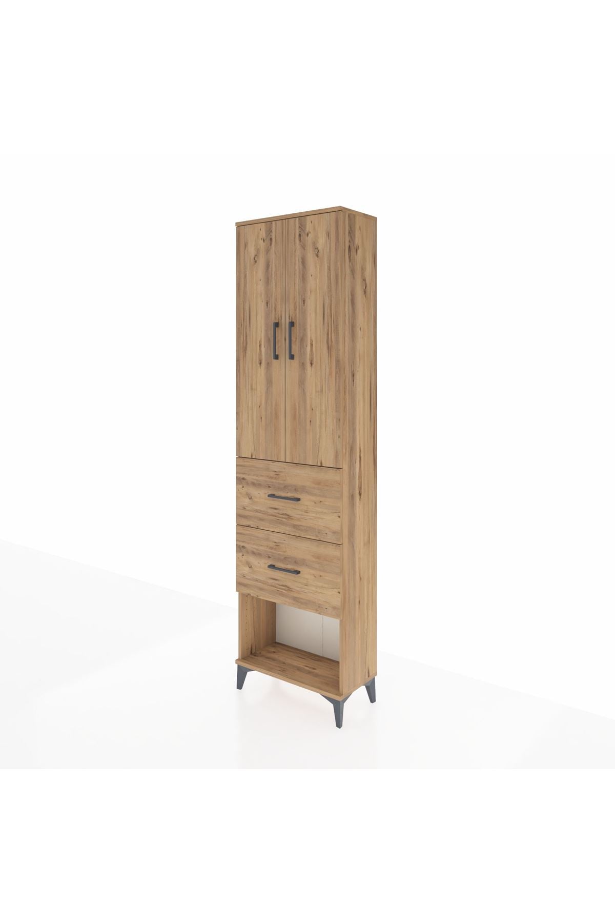 Arges Dolap 2 Raflı 2 Çekmeceli Tek Askılı 60x30x221 - S29M142V9A