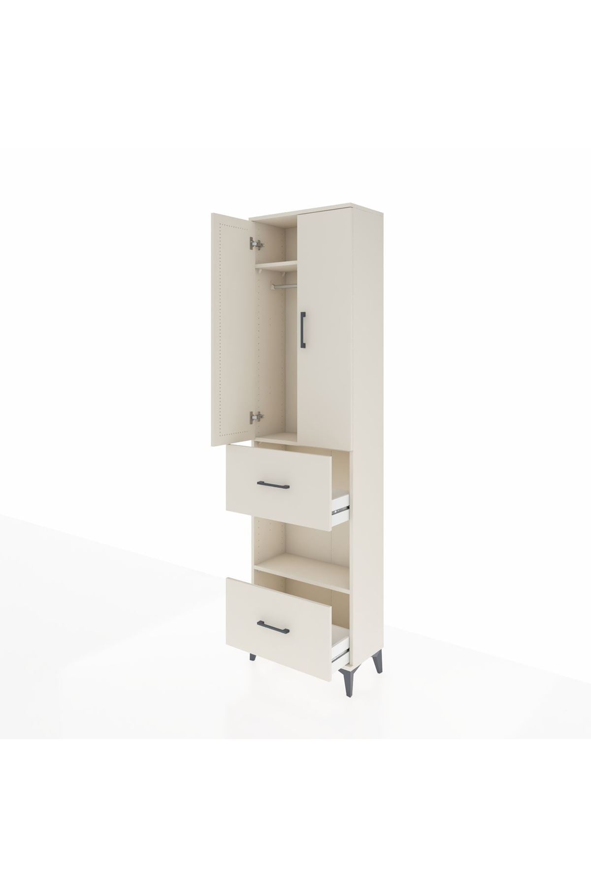 Arges Dolap 3 Raflı 2 Çekmeceli Tek Askılı 60x30x221 - S29M145V1A