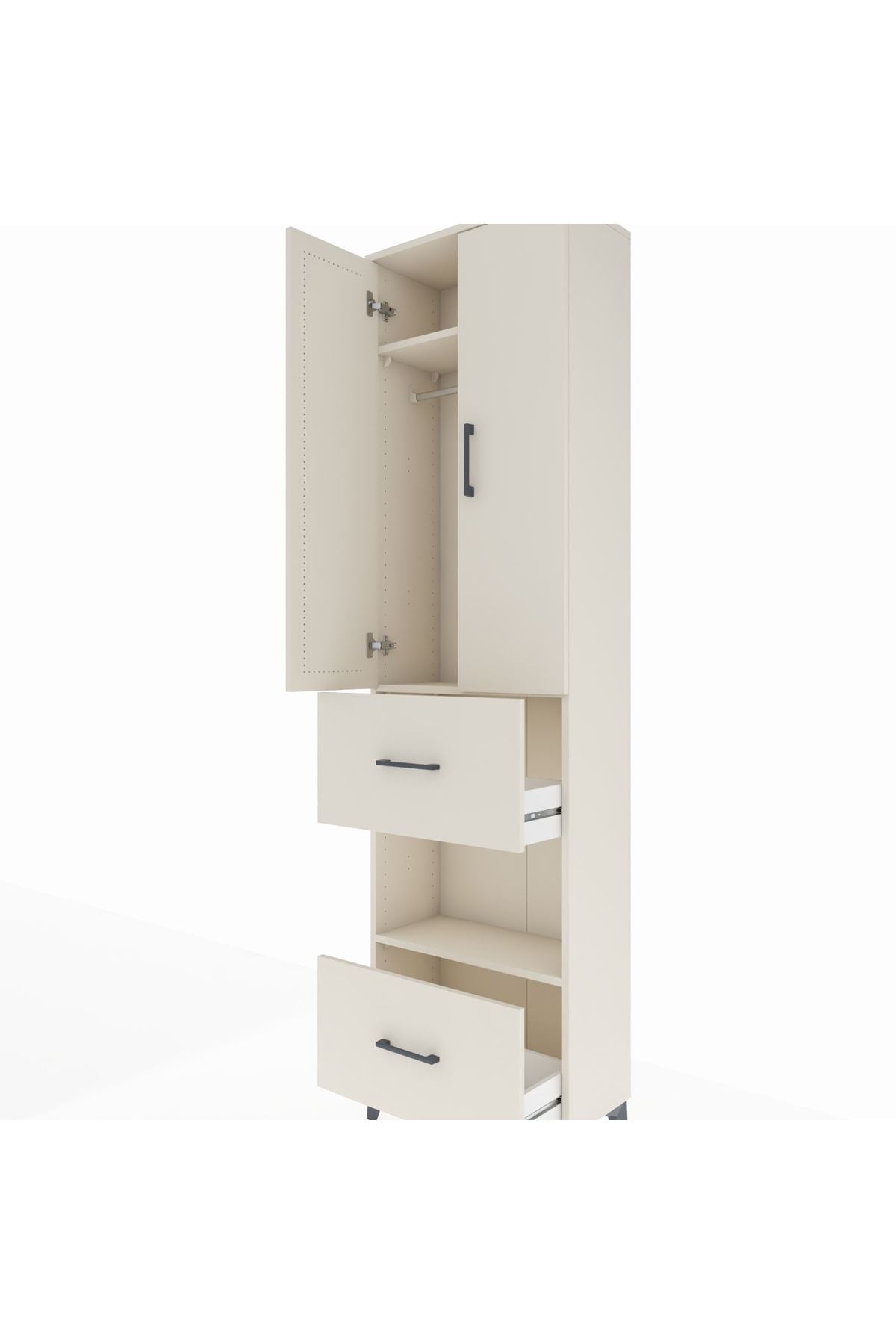 Arges Dolap 3 Raflı 2 Çekmeceli Tek Askılı 60x30x221 - S29M145V1A