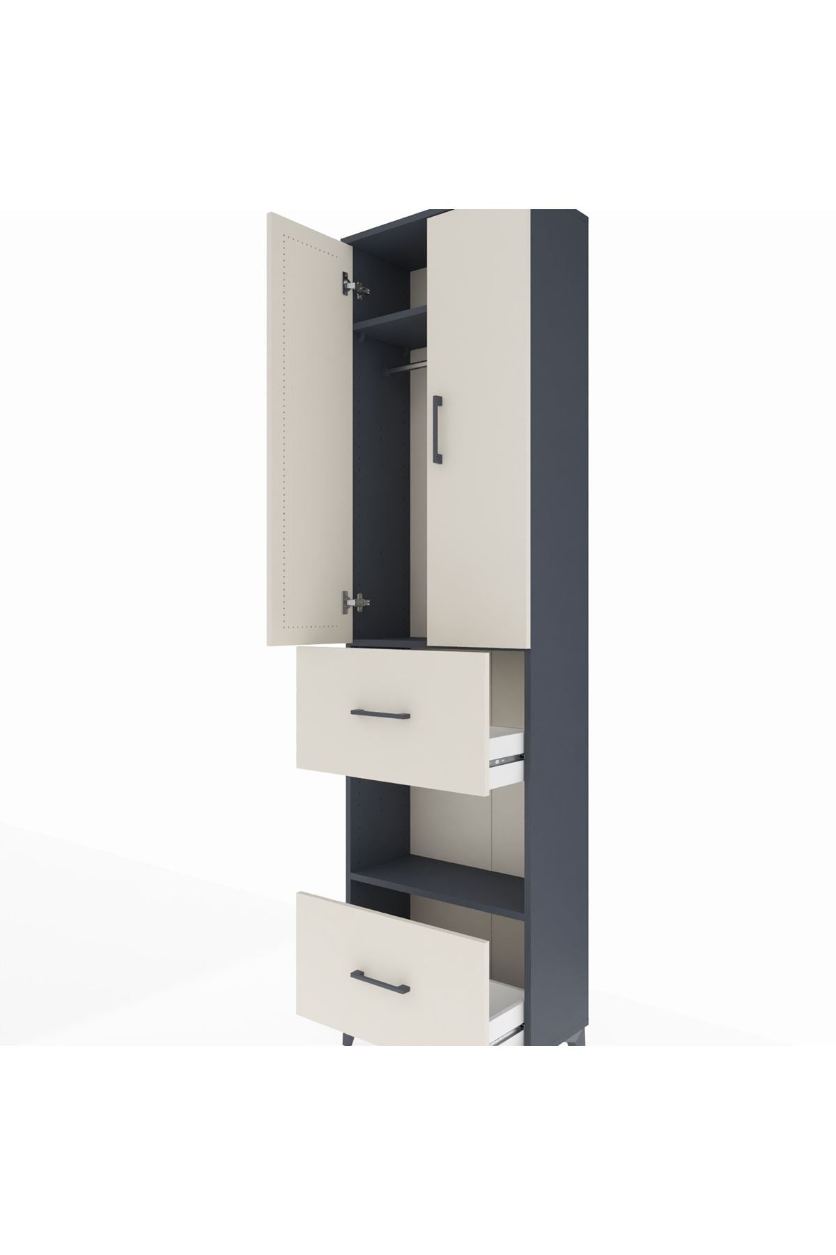 Arges Dolap 3 Raflı 2 Çekmeceli Tek Askılı 60x30x221 - S29M145V4A
