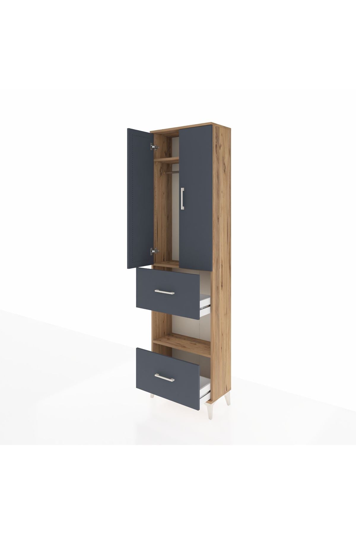 Arges Dolap 3 Raflı 2 Çekmeceli Tek Askılı 60x30x221 - S29M145V8A