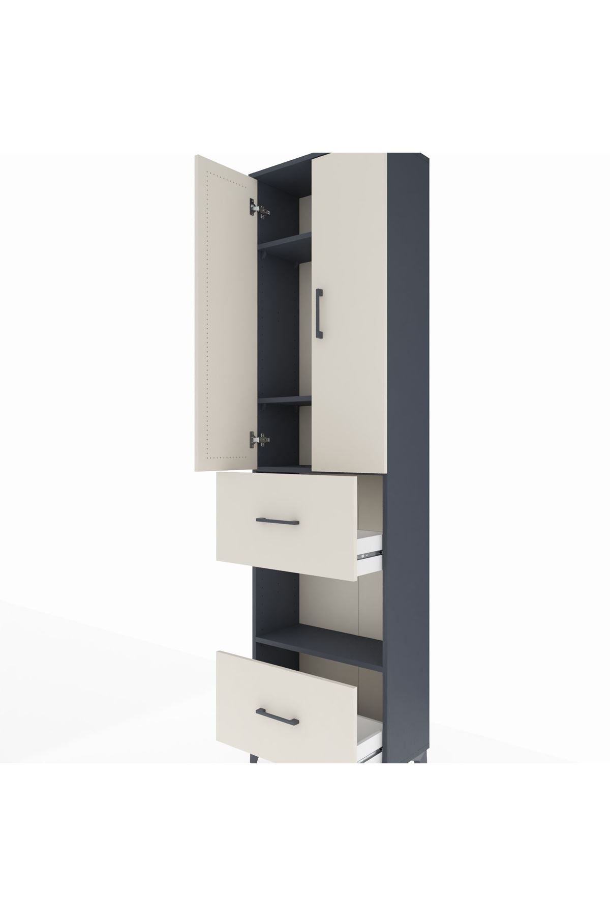 Arges Dolap 4 Raflı 2 Çekmeceli 2 Kapaklı 60x30x221 - S29M146V4A
