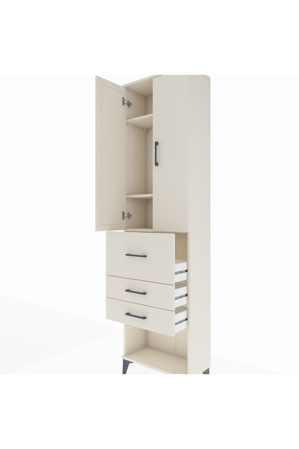 Arges Dolap 3 Raflı 3 Çekmeceli 2 Kapaklı 60x30x221 - S29M149V1A