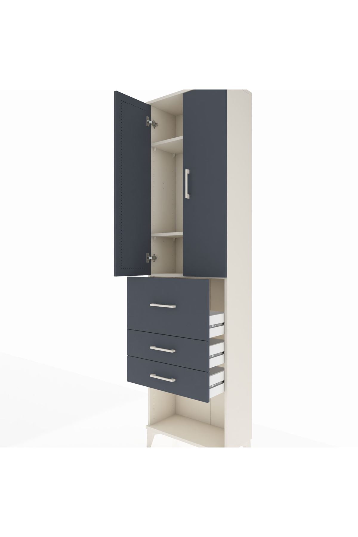 Arges Dolap 3 Raflı 3 Çekmeceli 2 Kapaklı 60x30x221 - S29M149V2A