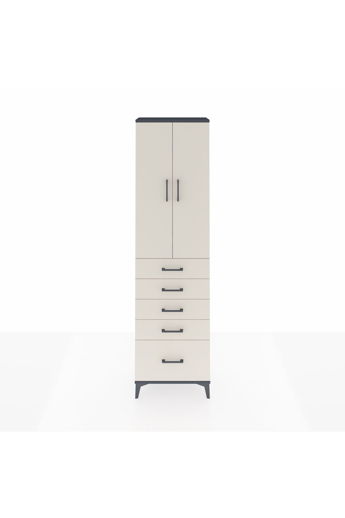 Arges Dolap 2 Raflı 5 Çekmeceli Tek Askılı 60x30x221 - S29M112V4A