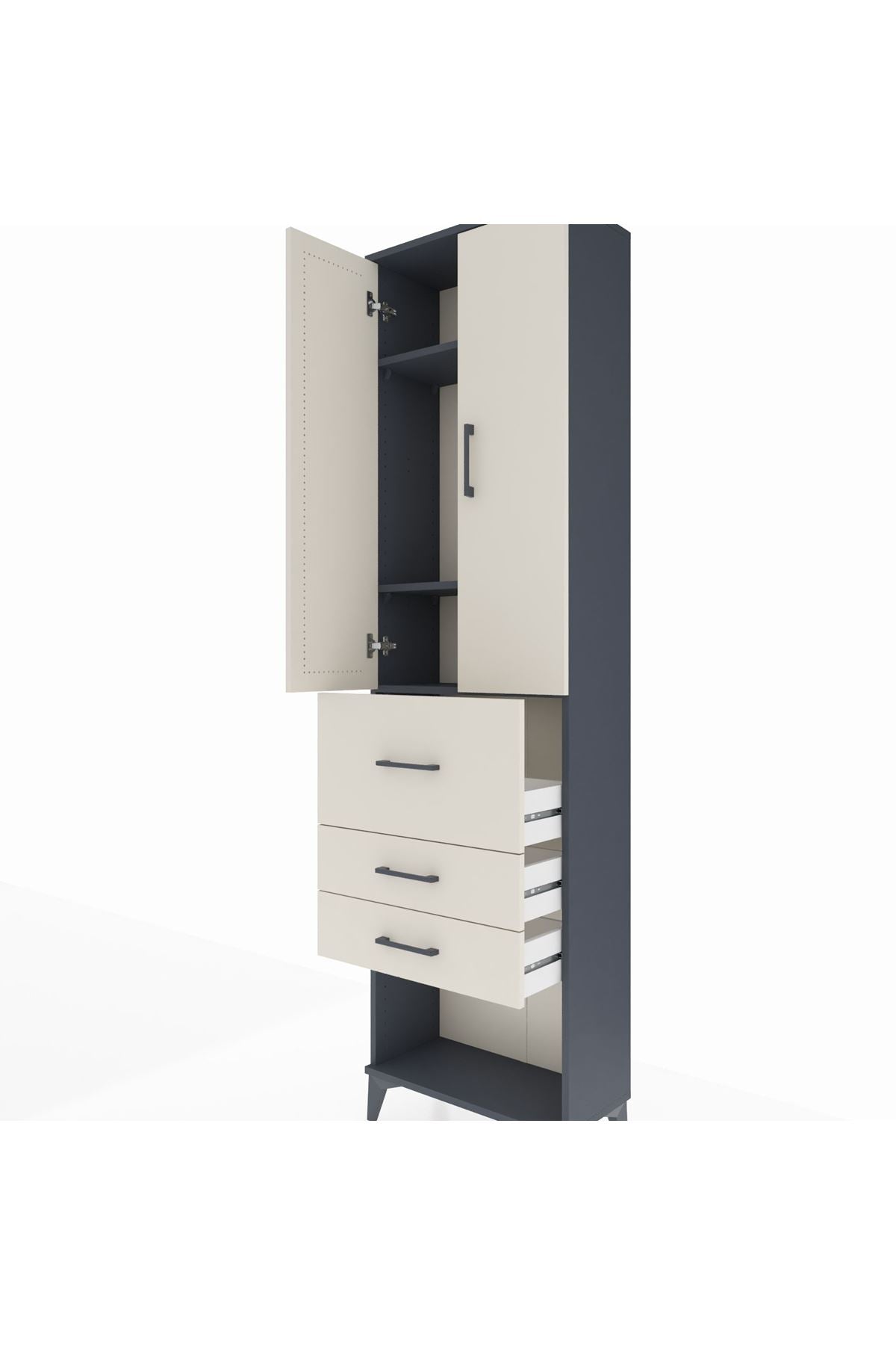 Arges Dolap 3 Raflı 3 Çekmeceli 2 Kapaklı 60x30x221 - S29M149V4A