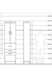 Arges Dolap 3 Raflı 3 Çekmeceli 2 Kapaklı 60x30x221 - S29M149V5A
