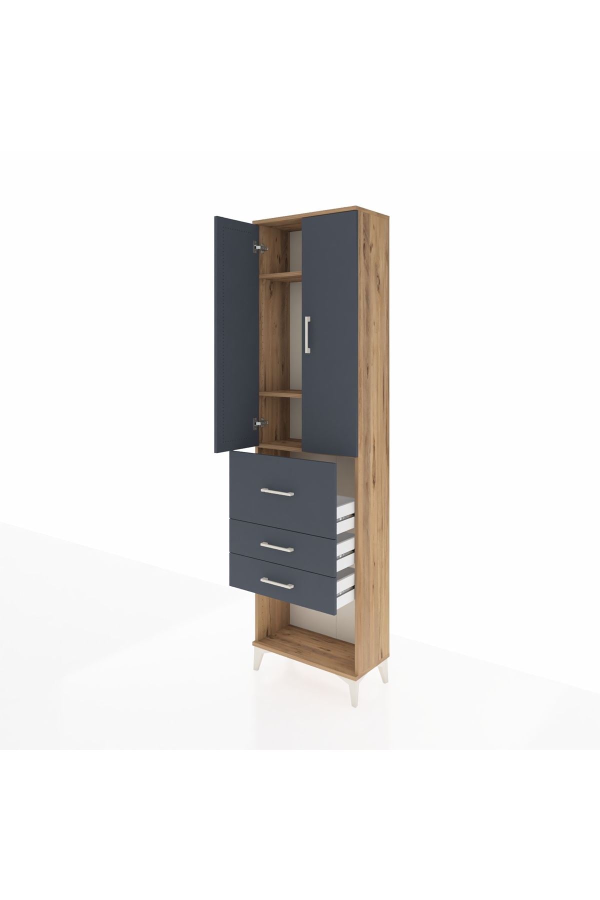 Arges Dolap 3 Raflı 3 Çekmeceli 2 Kapaklı 60x30x221 - S29M149V8A