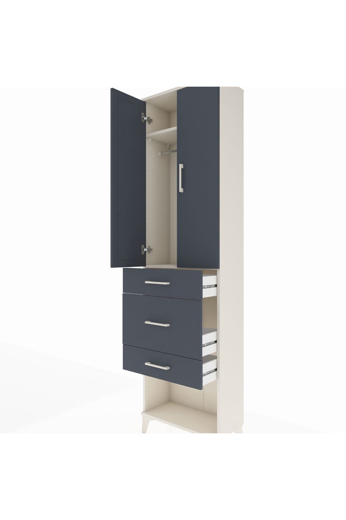 Arges Dolap 2 Raflı 3 Çekmeceli Tek Askılı 60x30x221 - S29M151V2A