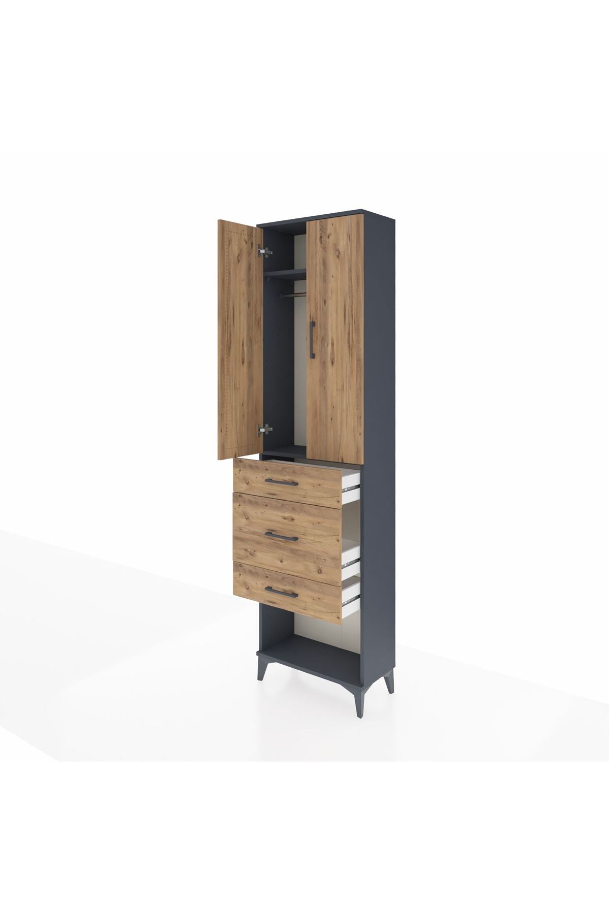 Arges Dolap 2 Raflı 3 Çekmeceli Tek Askılı 60x30x221 - S29M151V6A