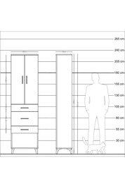 Arges Dolap 2 Raflı 3 Çekmeceli Tek Askılı 60x30x221 - S29M151V6A