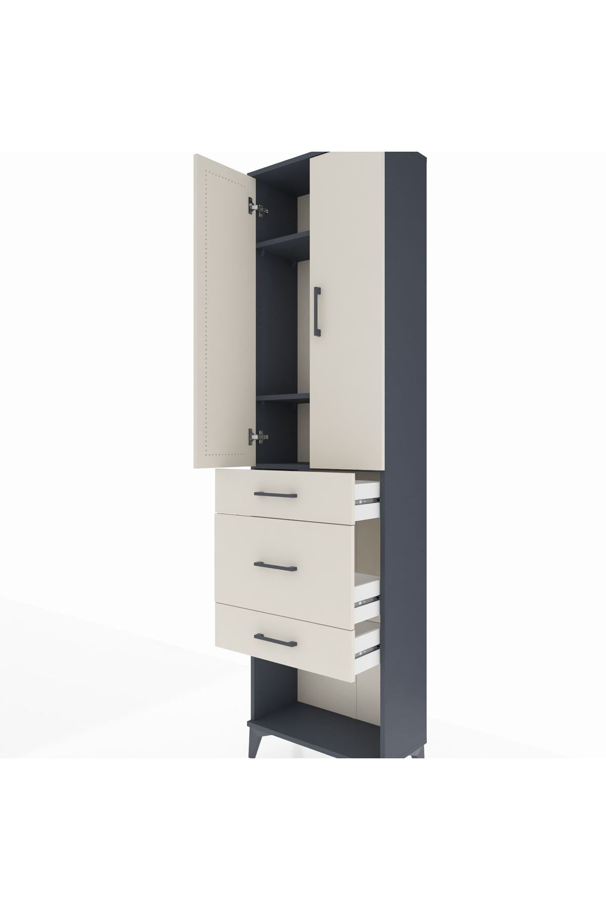Arges Dolap 3 Raflı 3 Çekmeceli 2 Kapaklı 60x30x221 - S29M152V4A