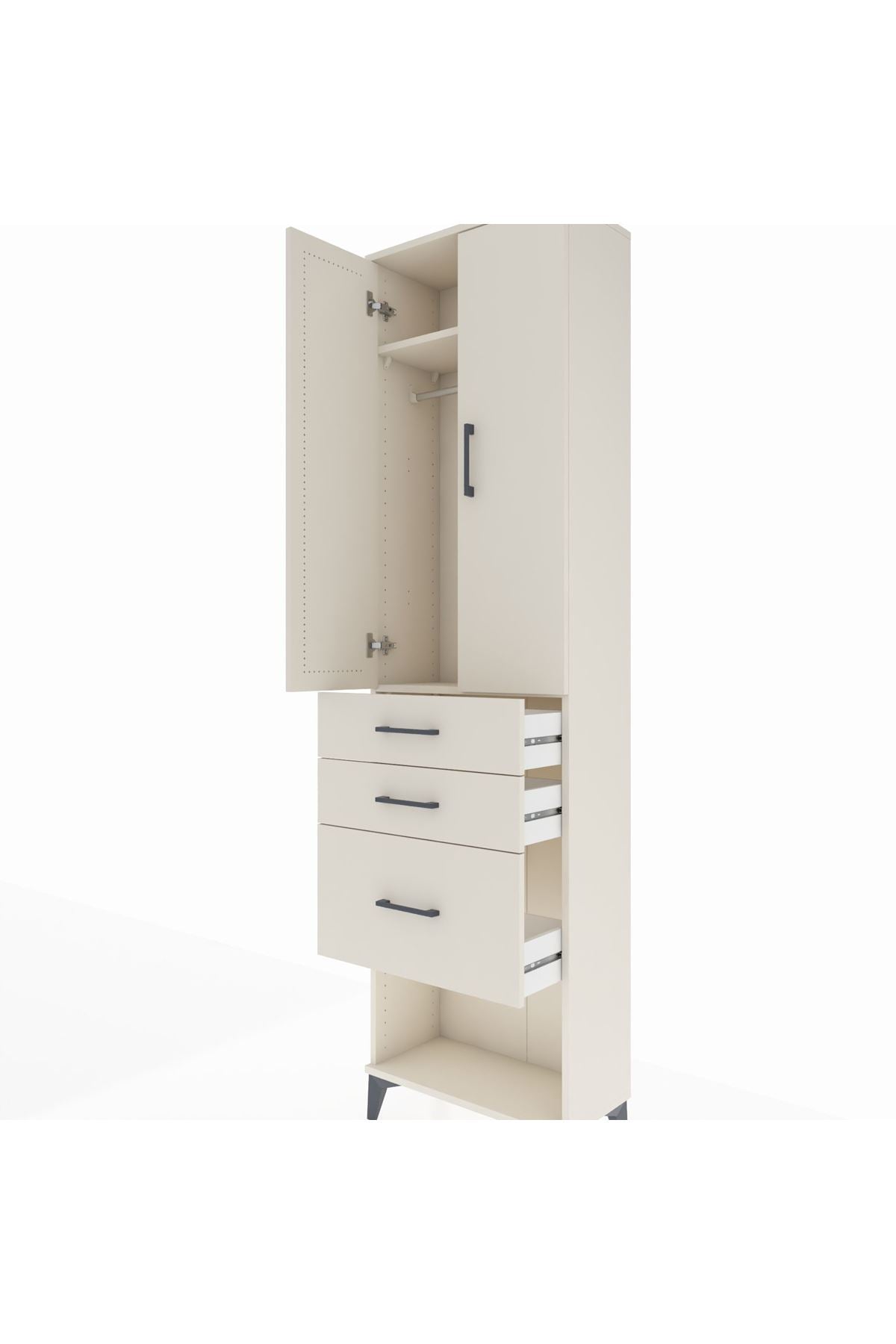 Arges Dolap 2 Raflı 3 Çekmeceli Tek Askılı 60x30x221 - S29M157V1A