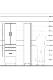 Arges Dolap 2 Raflı 3 Çekmeceli Tek Askılı 60x30x221 - S29M157V2A