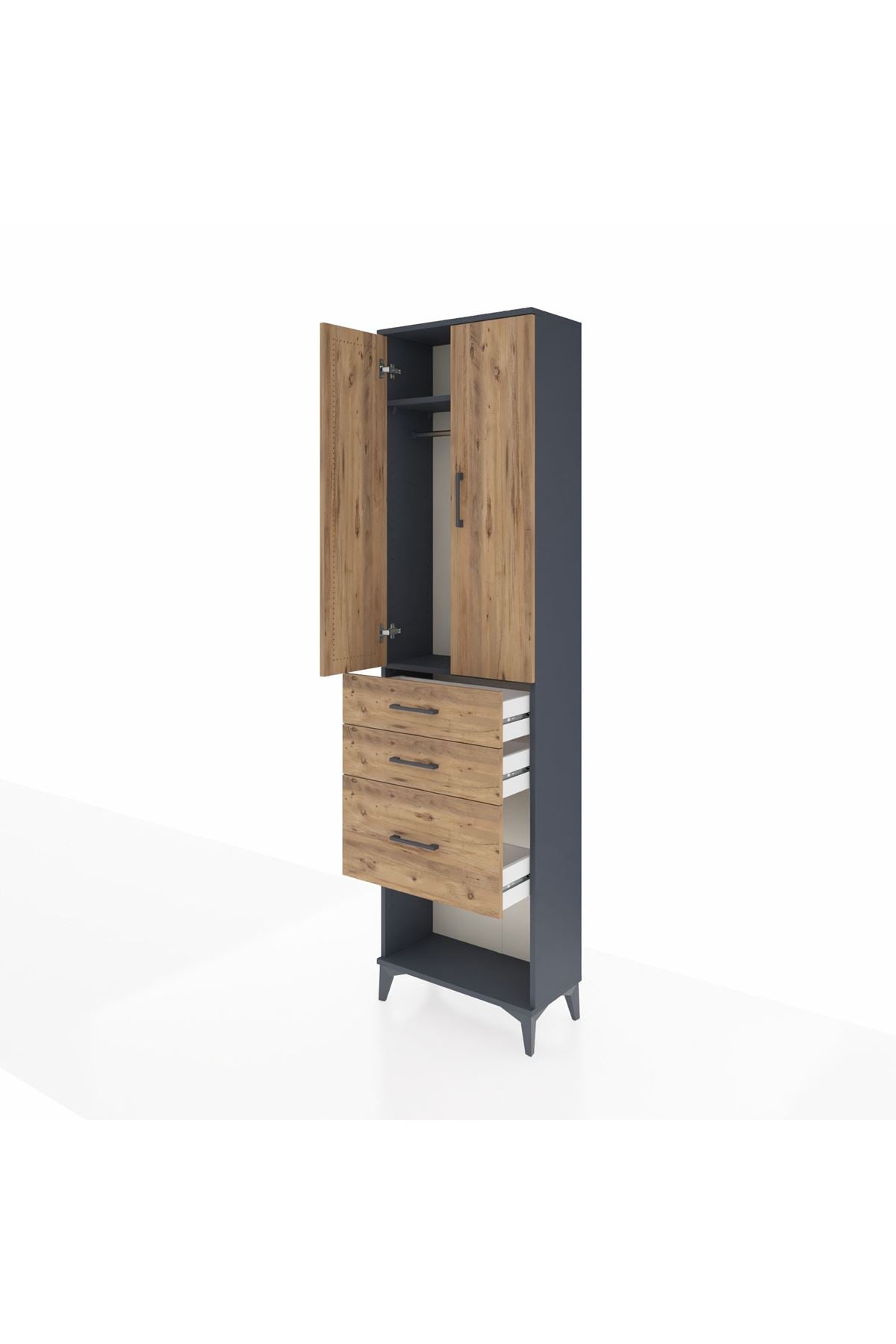 Arges Dolap 2 Raflı 3 Çekmeceli Tek Askılı 60x30x221 - S29M157V6A