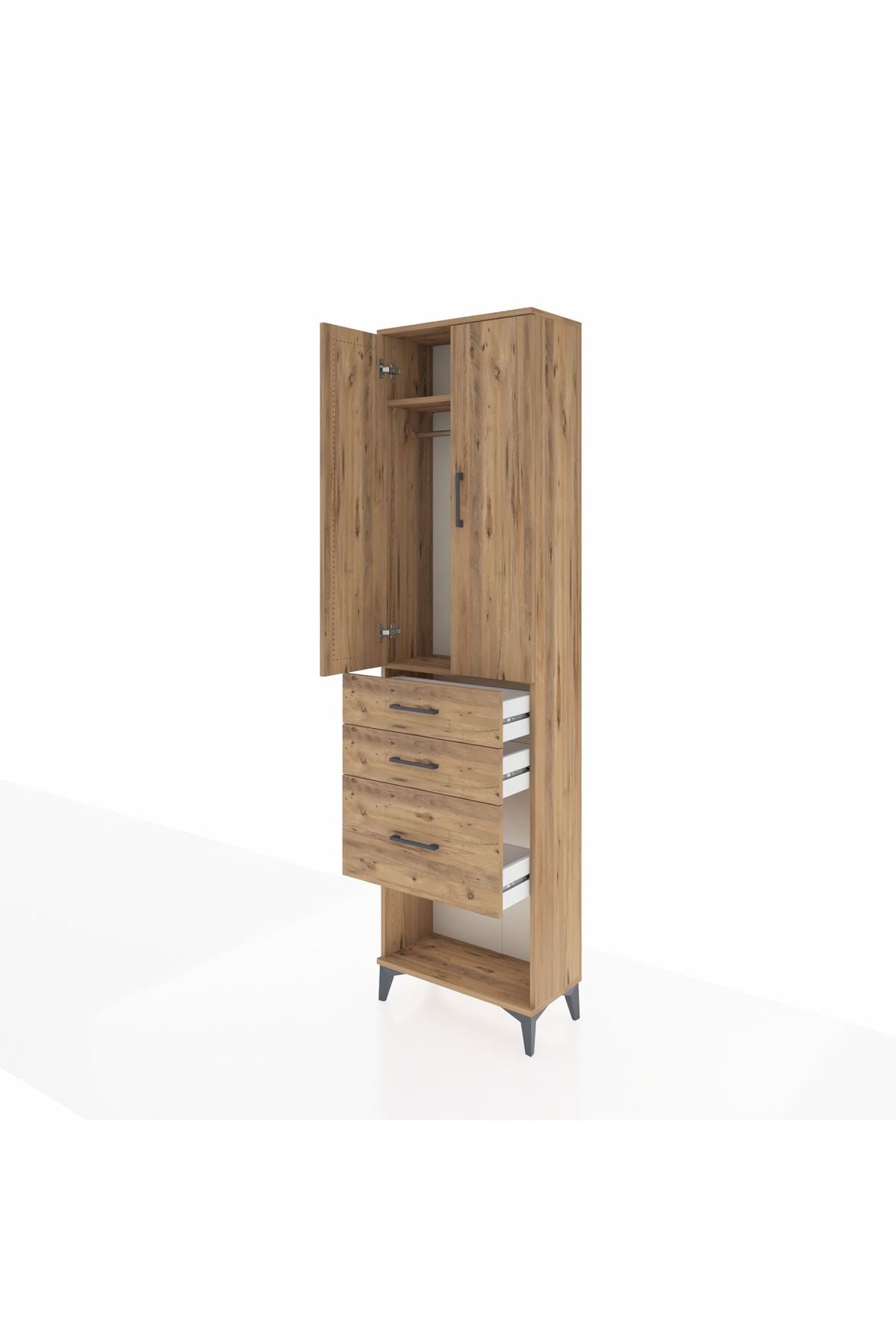 Arges Dolap 2 Raflı 3 Çekmeceli Tek Askılı 60x30x221 - S29M157V9A
