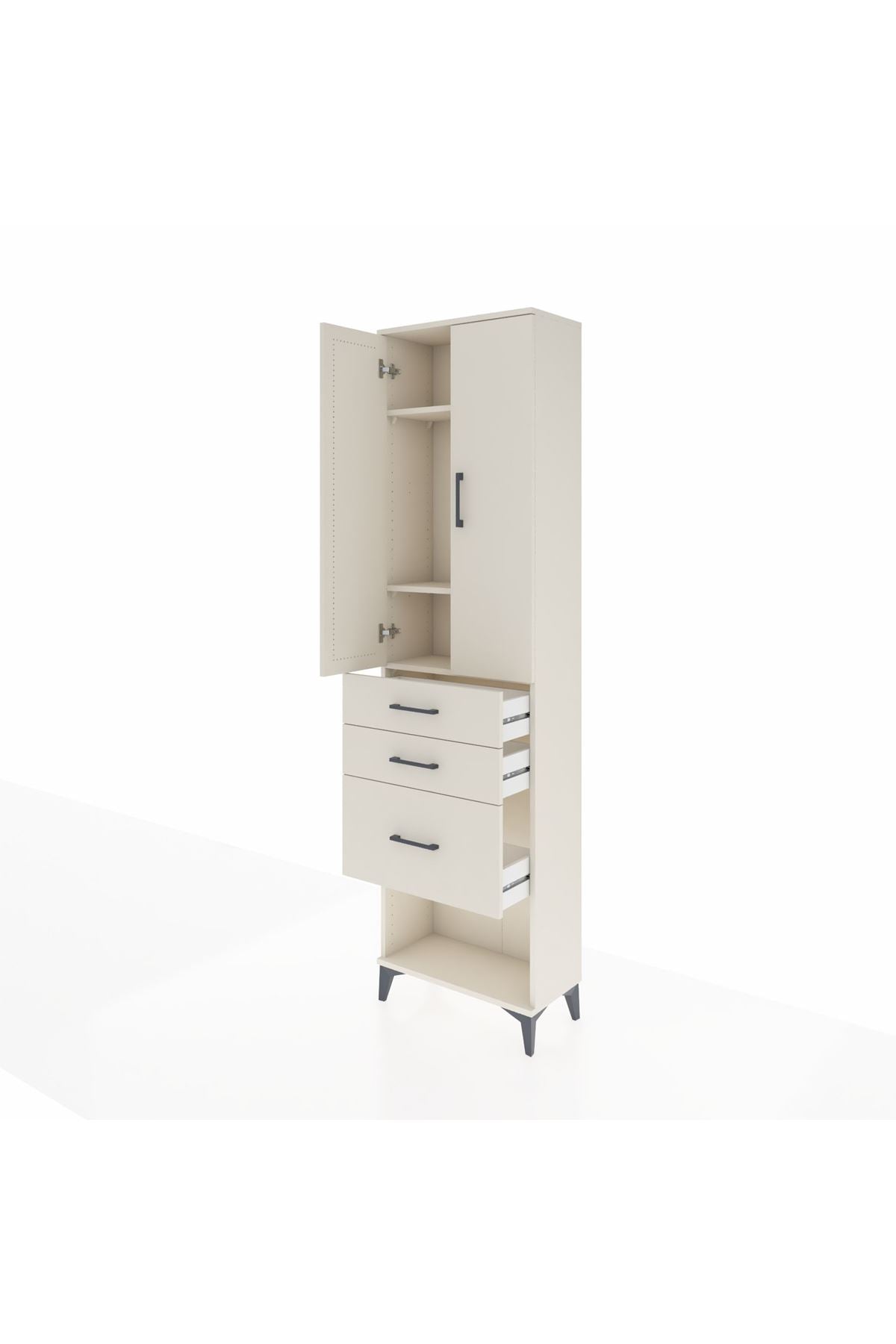 Arges Dolap 3 Raflı 3 Çekmeceli 2 Kapaklı 60x30x221 - S29M158V1A