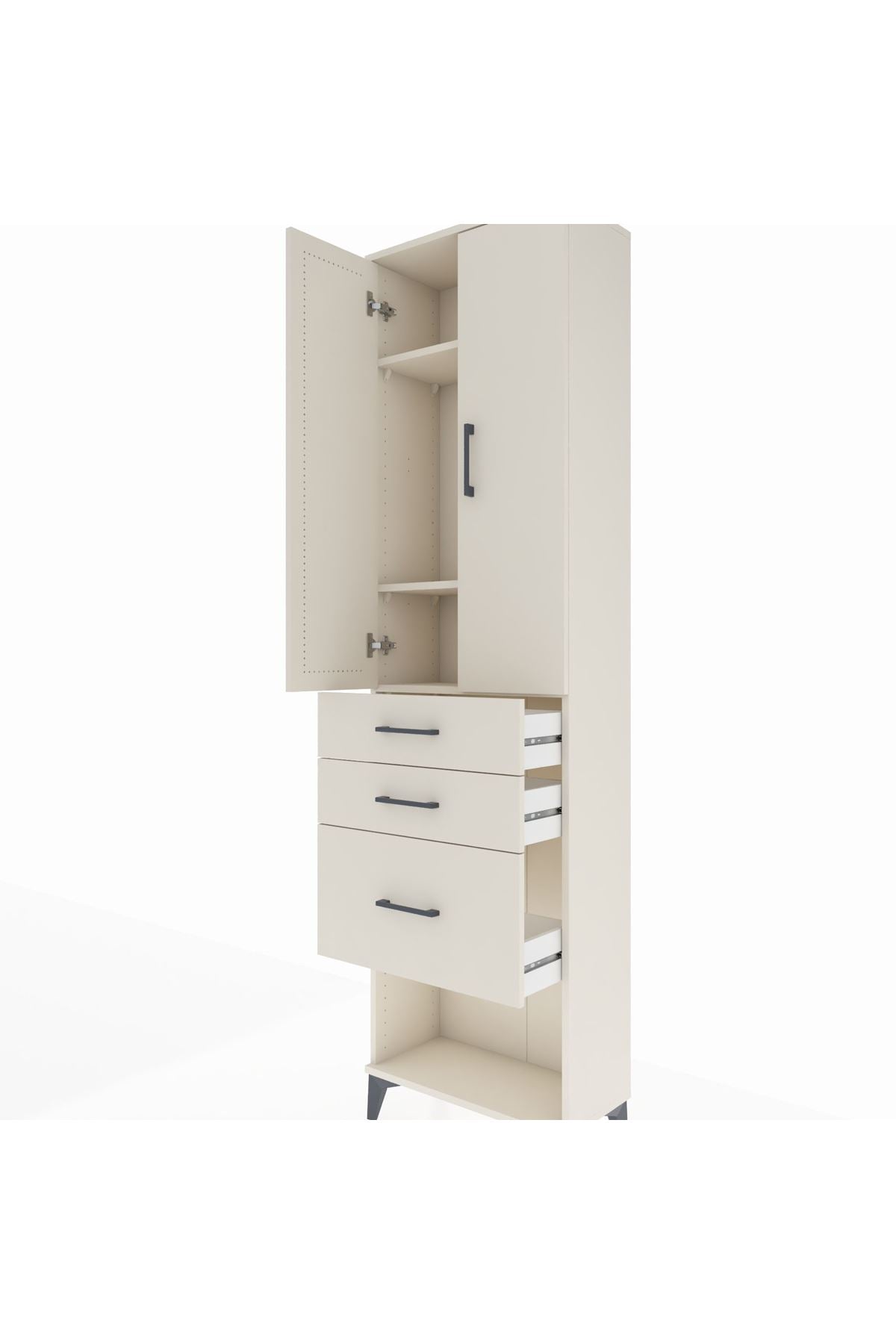 Arges Dolap 3 Raflı 3 Çekmeceli 2 Kapaklı 60x30x221 - S29M158V1A