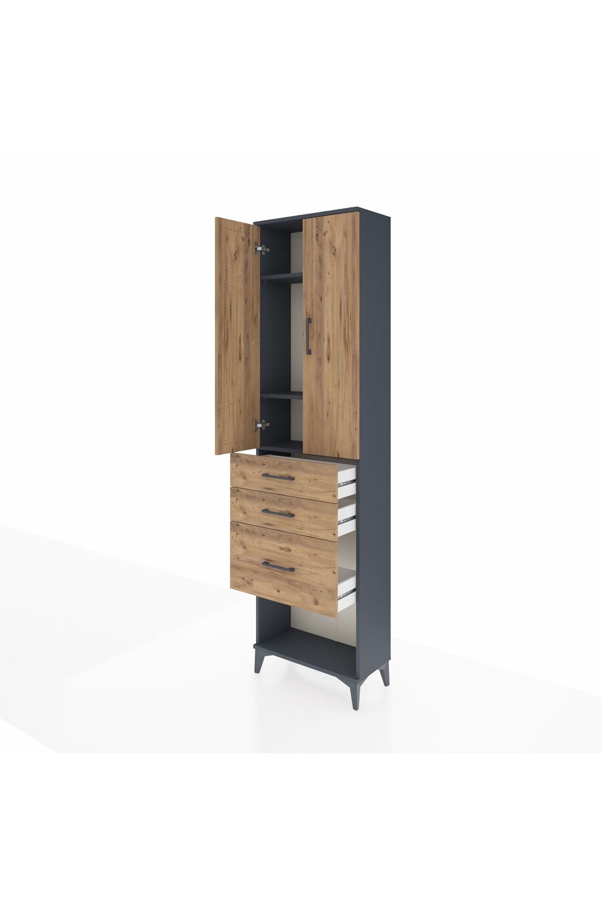 Arges Dolap 3 Raflı 3 Çekmeceli 2 Kapaklı 60x30x221 - S29M158V6A