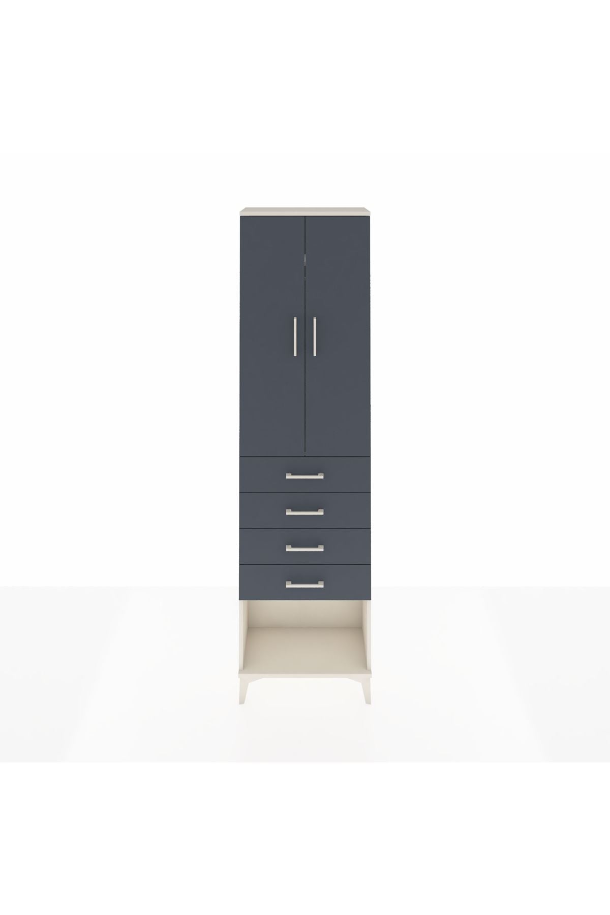 Arges Dolap 2 Raflı 4 Çekmeceli Tek Askılı 60x30x221 - S29M160V2A