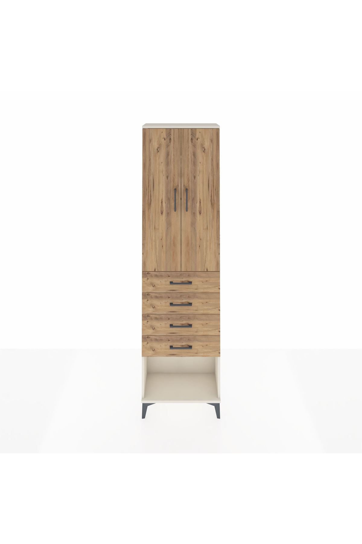 Arges Dolap 2 Raflı 4 Çekmeceli Tek Askılı 60x30x221 - S29M160V3A