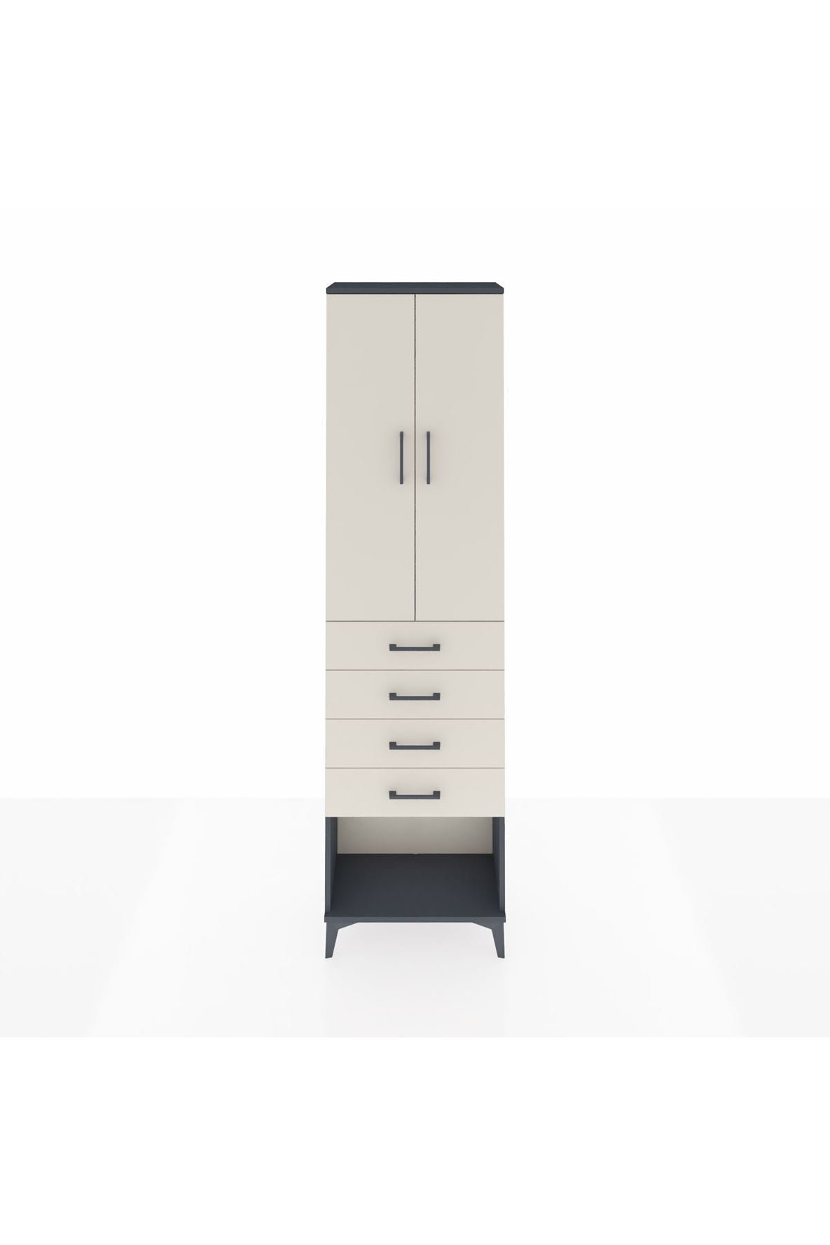 Arges Dolap 2 Raflı 4 Çekmeceli Tek Askılı 60x30x221 - S29M160V4A